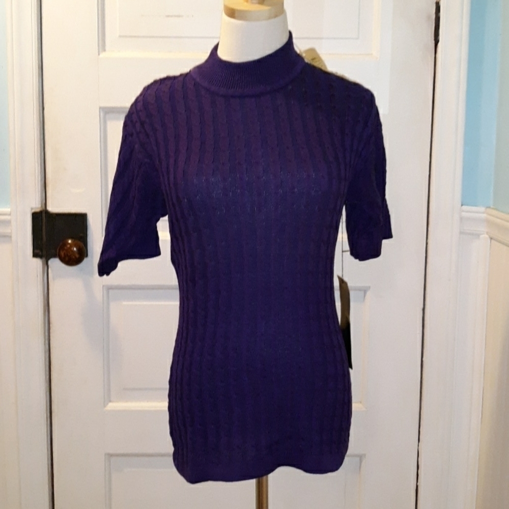 Vintage 1980s Suzelle purple cable knit silk wool